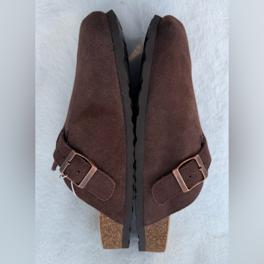 Qomfort Women’s Genuine Suede Clogs Mocha Size 43 US 10.5-11 NEW Molded Footbed - Picture 9 of 16
